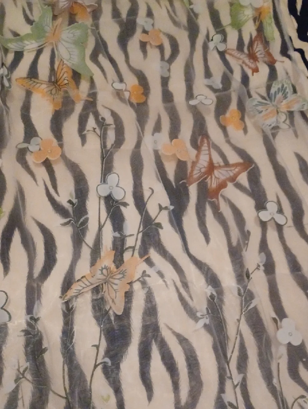 - 4 White & Orange Floral Print Curtains For Home Decor